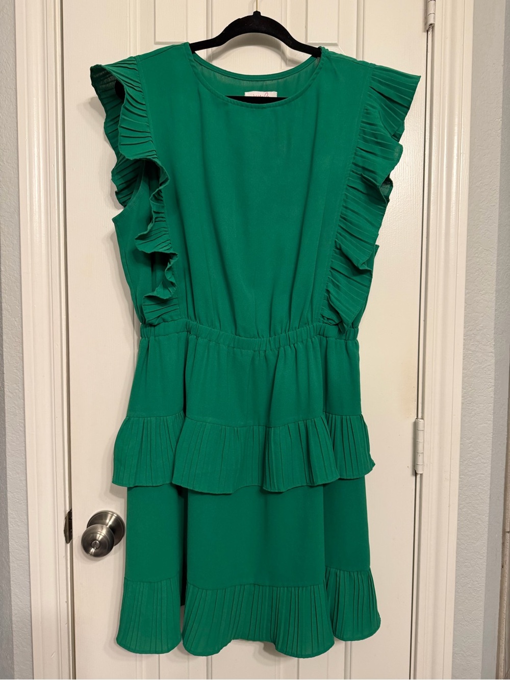 Women's Green Ruffle Tiered Midi Dress